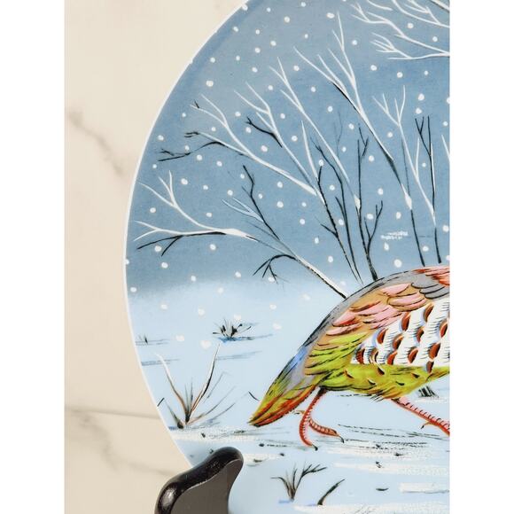 Limoges Partridge In A Pear Tree Christmas Plate Wall Decor 8 1/4" Blue France - Picture 5 of 13